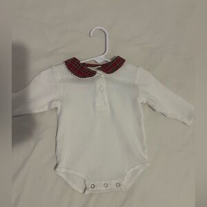 BT kids White Blouse with Red Plaid Collar
